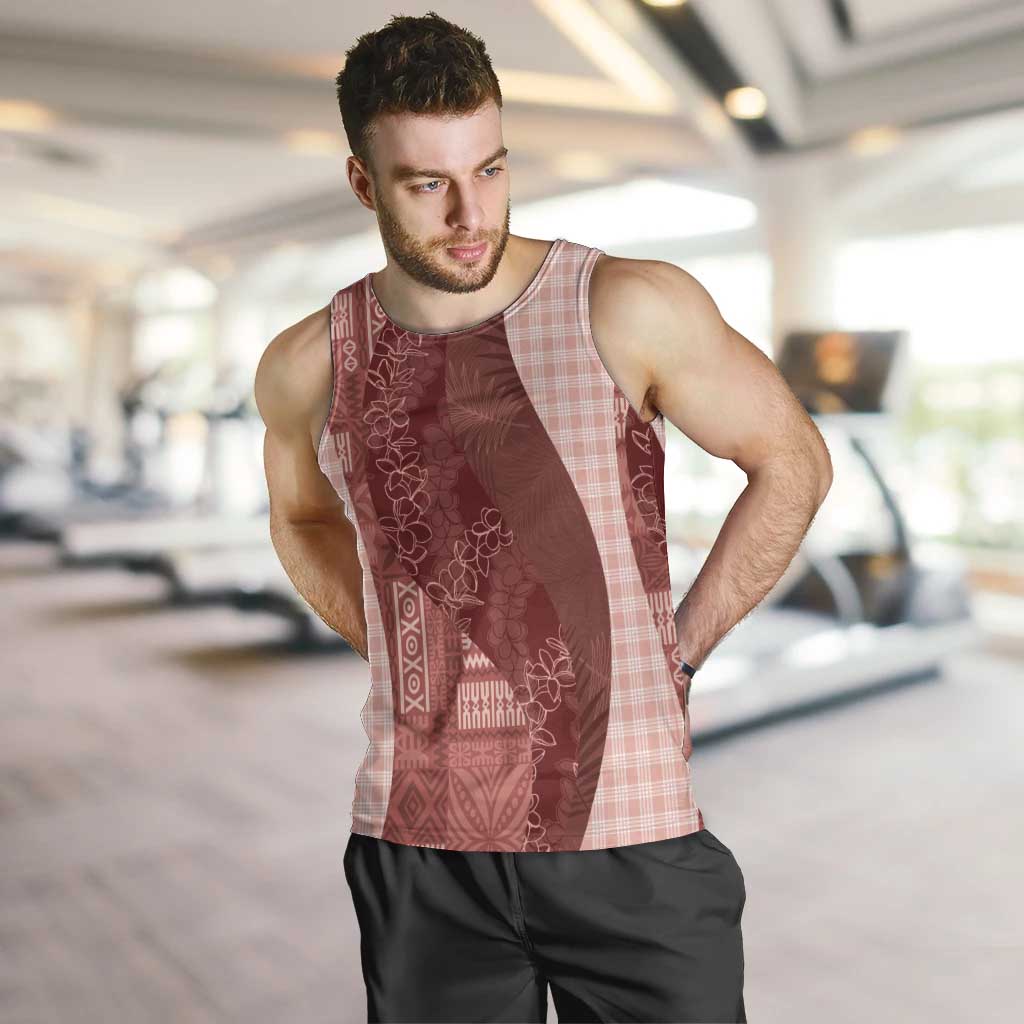 Polynesian Tribal Pattern Patchwork Picturesque Men Tank Top Crimson LT7 Crimson - Polynesian Pride