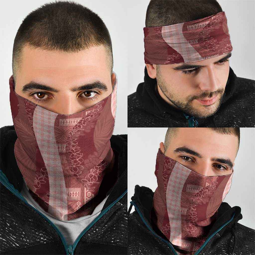 Polynesian Tribal Pattern Patchwork Picturesque Neck Gaiter Crimson LT7 - Polynesian Pride