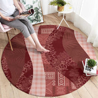 Polynesian Tribal Pattern Patchwork Picturesque Round Carpet Crimson LT7 - Polynesian Pride