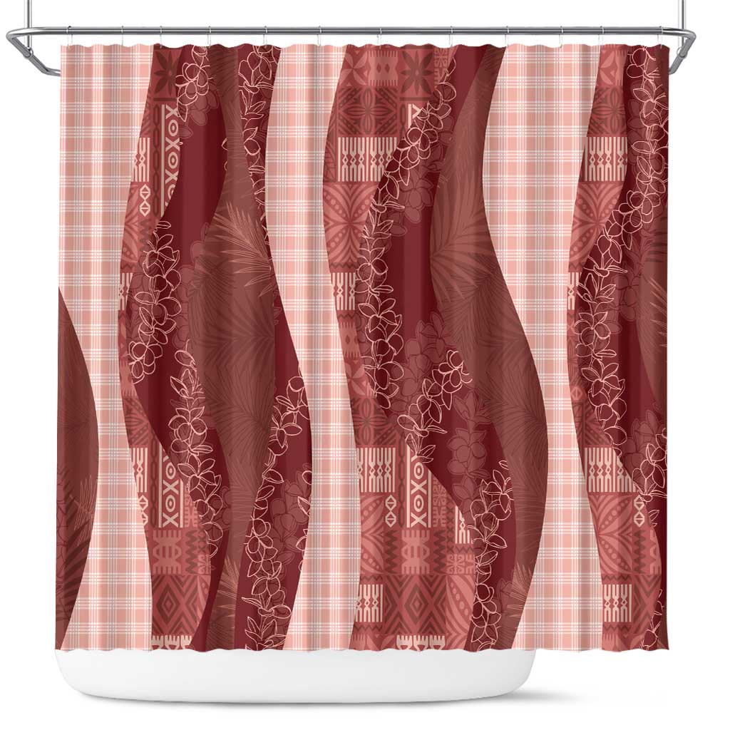 Polynesian Tribal Pattern Patchwork Picturesque Shower Curtain Crimson LT7 Crimson - Polynesian Pride