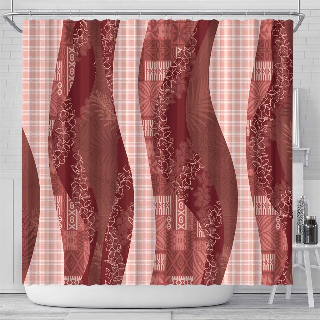 Polynesian Tribal Pattern Patchwork Picturesque Shower Curtain Crimson LT7 - Polynesian Pride