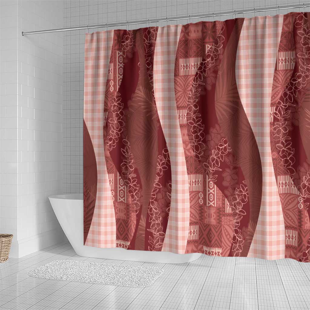 Polynesian Tribal Pattern Patchwork Picturesque Shower Curtain Crimson LT7 - Polynesian Pride