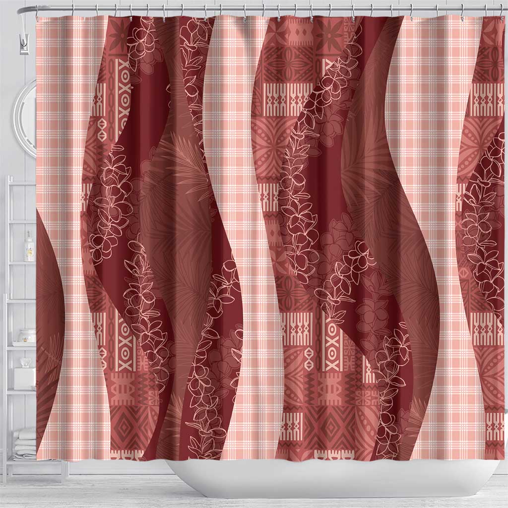 Polynesian Tribal Pattern Patchwork Picturesque Shower Curtain Crimson LT7 - Polynesian Pride