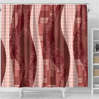 Polynesian Tribal Pattern Patchwork Picturesque Shower Curtain Crimson LT7 - Polynesian Pride