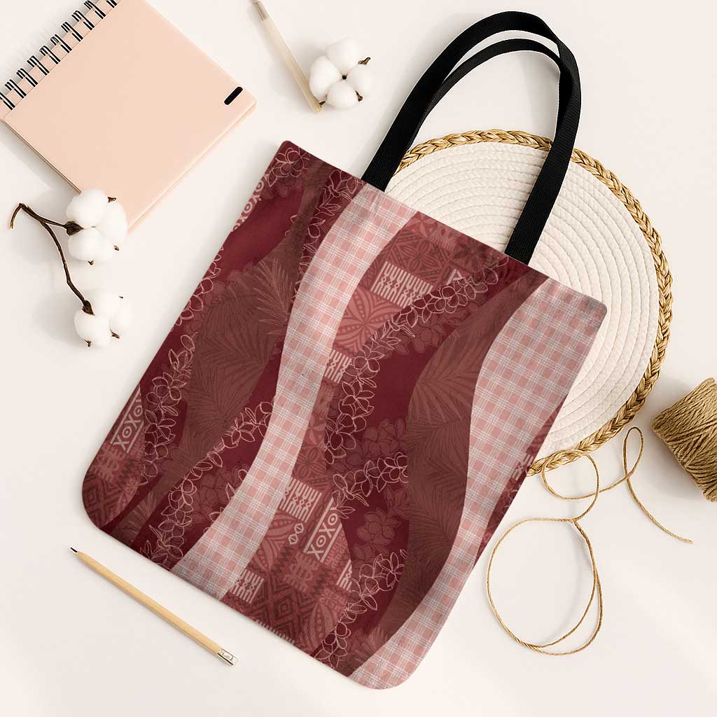 Polynesian Tribal Pattern Patchwork Picturesque Tote Bag Crimson LT7 Black Strap One Size Crimson - Polynesian Pride