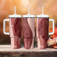 Polynesian Tribal Pattern Patchwork Picturesque Tumbler With Handle Crimson LT7 - Polynesian Pride