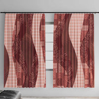 Polynesian Tribal Pattern Patchwork Picturesque Window Curtain Crimson LT7 With Hooks Crimson - Polynesian Pride