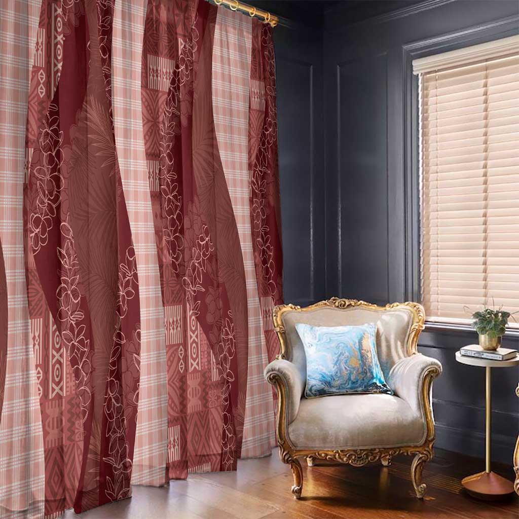 Polynesian Tribal Pattern Patchwork Picturesque Window Curtain Crimson LT7 - Polynesian Pride