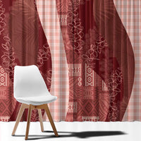 Polynesian Tribal Pattern Patchwork Picturesque Window Curtain Crimson LT7 - Polynesian Pride