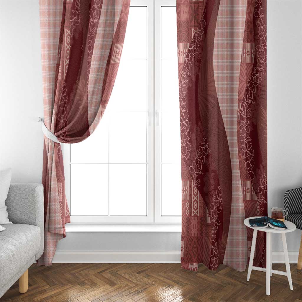 Polynesian Tribal Pattern Patchwork Picturesque Window Curtain Crimson LT7 - Polynesian Pride