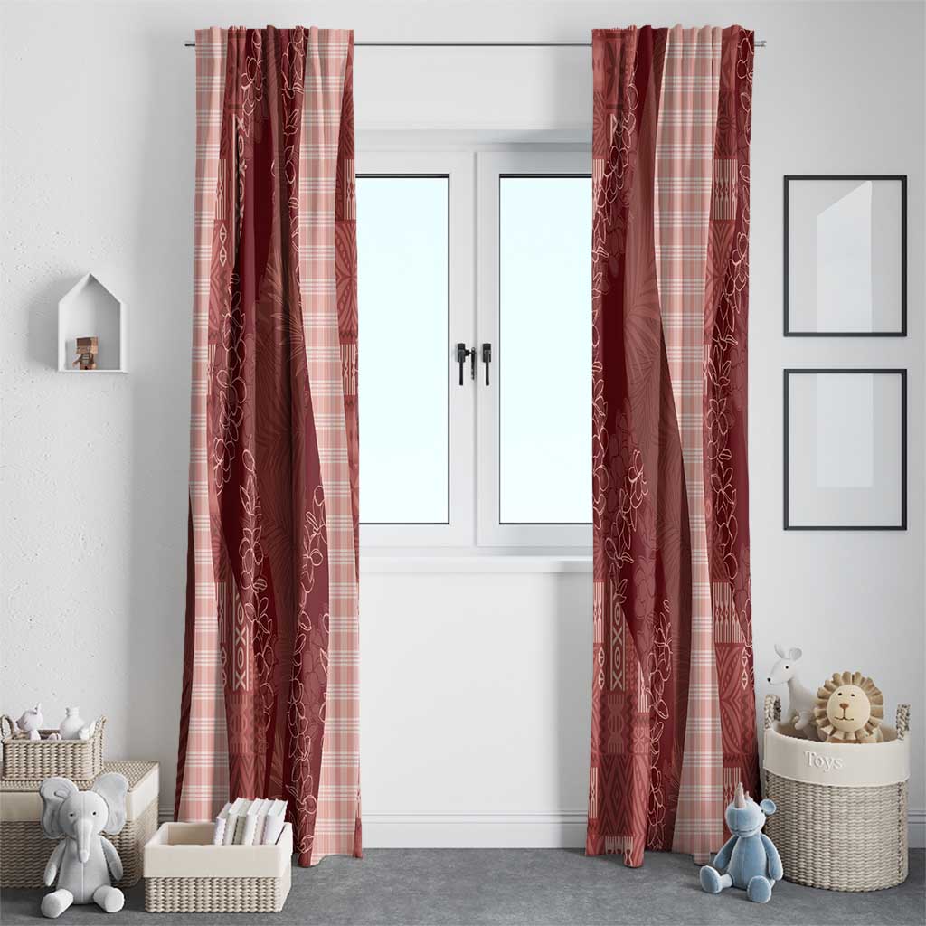 Polynesian Tribal Pattern Patchwork Picturesque Window Curtain Crimson LT7 - Polynesian Pride