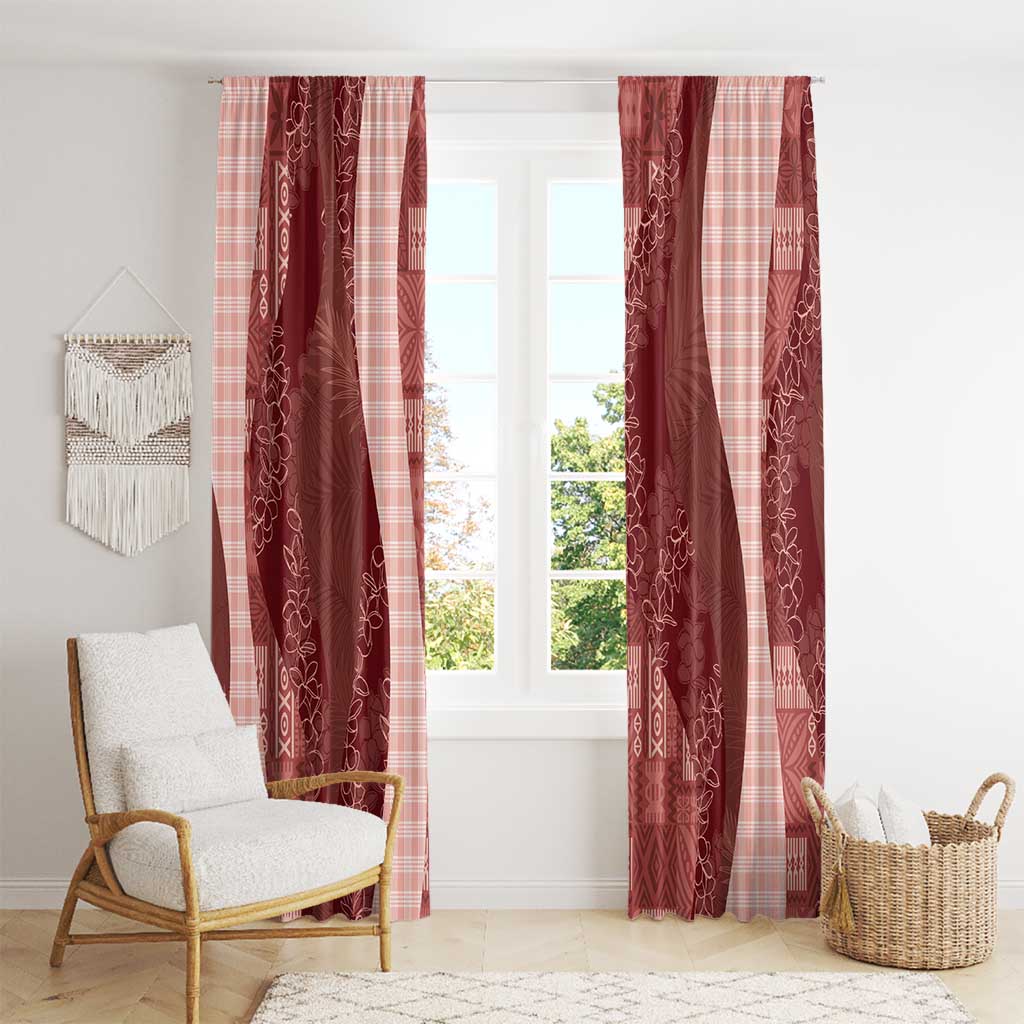 Polynesian Tribal Pattern Patchwork Picturesque Window Curtain Crimson LT7 - Polynesian Pride