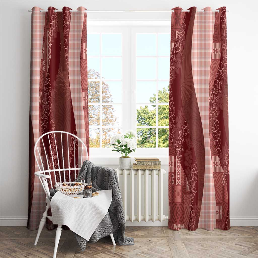 Polynesian Tribal Pattern Patchwork Picturesque Window Curtain Crimson LT7 - Polynesian Pride