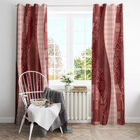 Polynesian Tribal Pattern Patchwork Picturesque Window Curtain Crimson LT7 - Polynesian Pride