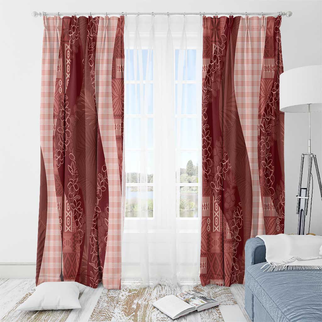 Polynesian Tribal Pattern Patchwork Picturesque Window Curtain Crimson LT7 - Polynesian Pride