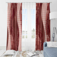 Polynesian Tribal Pattern Patchwork Picturesque Window Curtain Crimson LT7 - Polynesian Pride