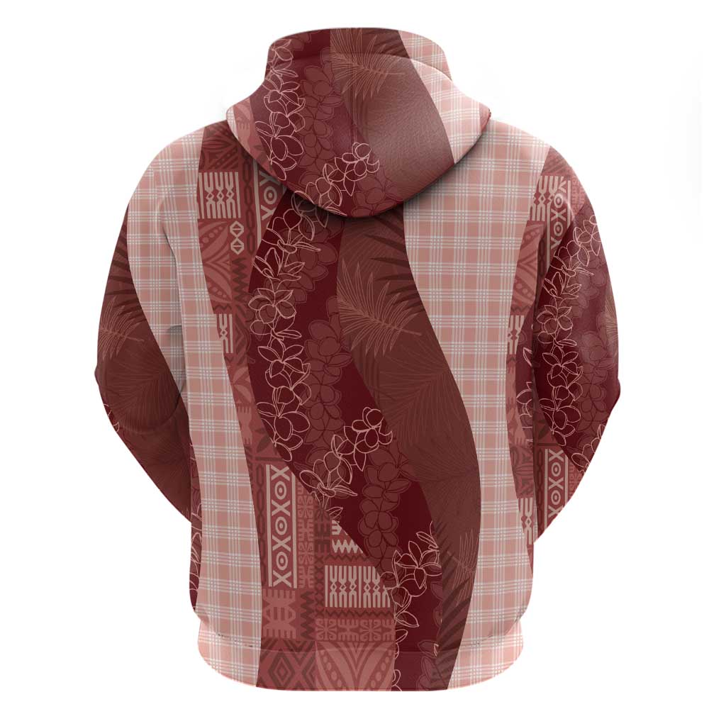 Polynesian Tribal Pattern Patchwork Picturesque Zip Hoodie Crimson LT7 - Polynesian Pride