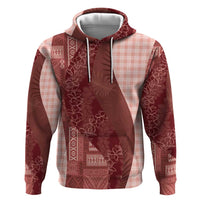 Polynesian Tribal Pattern Patchwork Picturesque Zip Hoodie Crimson LT7 Pullover Hoodie Crimson - Polynesian Pride