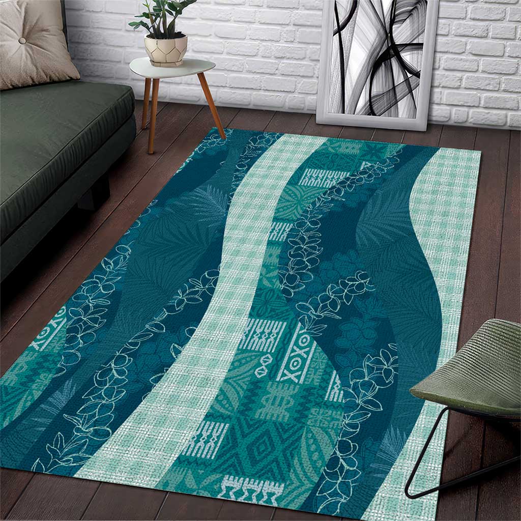 Polynesian Tribal Pattern Patchwork Picturesque Area Rug Oceanic LT7 Blue - Polynesian Pride