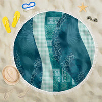 Polynesian Tribal Pattern Patchwork Picturesque Beach Blanket Oceanic LT7 One Size 150cm Blue - Polynesian Pride
