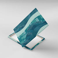 Polynesian Tribal Pattern Patchwork Picturesque Canvas Wall Art Oceanic LT7 With Frame Blue - Polynesian Pride