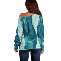 Polynesian Tribal Pattern Patchwork Picturesque Off Shoulder Sweater Oceanic LT7 - Polynesian Pride