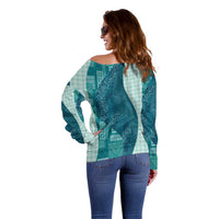Polynesian Tribal Pattern Patchwork Picturesque Off Shoulder Sweater Oceanic LT7 - Polynesian Pride