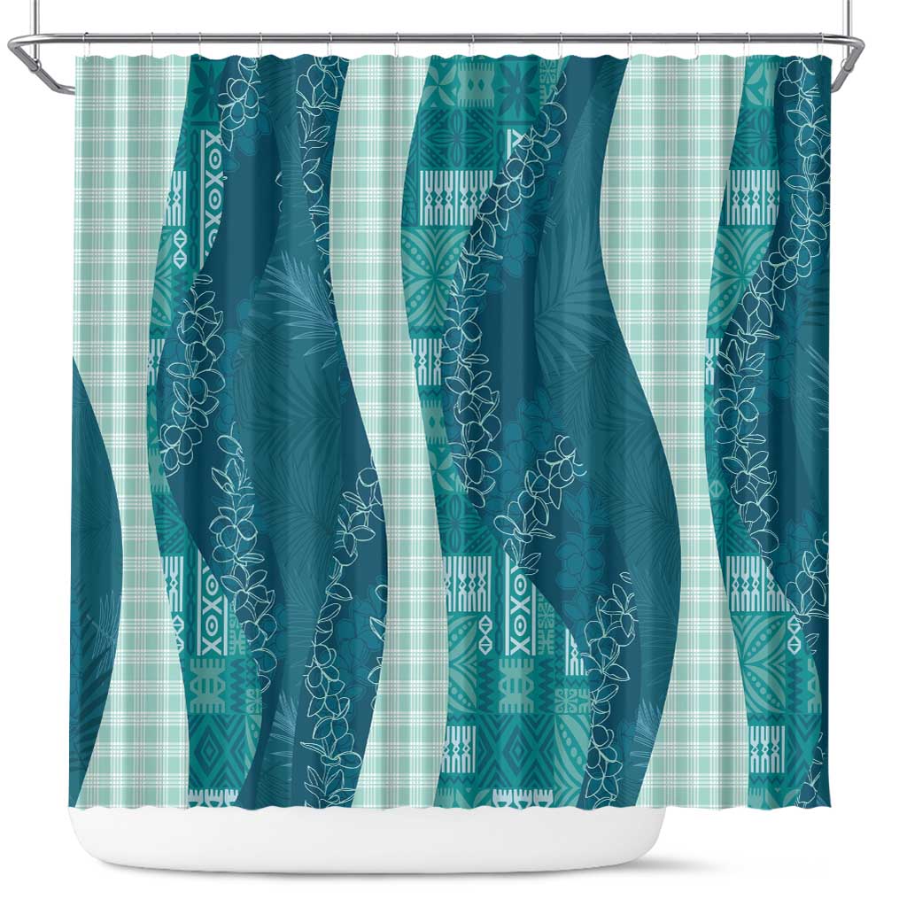 Polynesian Tribal Pattern Patchwork Picturesque Shower Curtain Oceanic LT7 Blue - Polynesian Pride