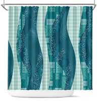 Polynesian Tribal Pattern Patchwork Picturesque Shower Curtain Oceanic LT7 Blue - Polynesian Pride