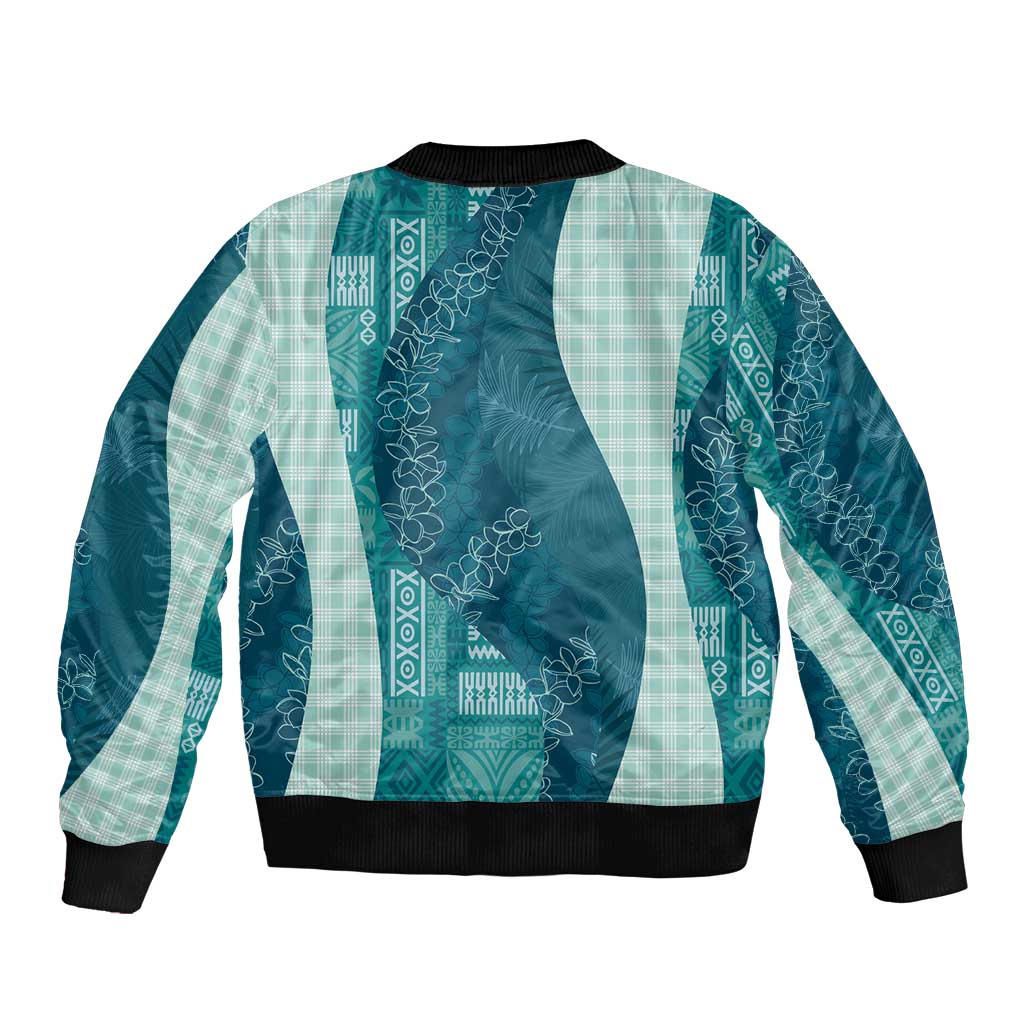 Polynesian Tribal Pattern Patchwork Picturesque Sleeve Zip Bomber Jacket Oceanic LT7 - Polynesian Pride