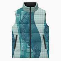 Polynesian Tribal Pattern Patchwork Picturesque Sleeveless Puffer Jacket Oceanic LT7 Unisex Blue - Polynesian Pride