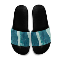 Polynesian Tribal Pattern Patchwork Picturesque Slide Sandals Oceanic LT7 Blue - Polynesian Pride