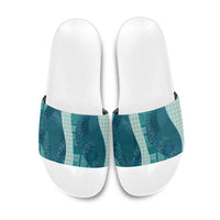 Polynesian Tribal Pattern Patchwork Picturesque Slide Sandals Oceanic LT7 Blue - Polynesian Pride