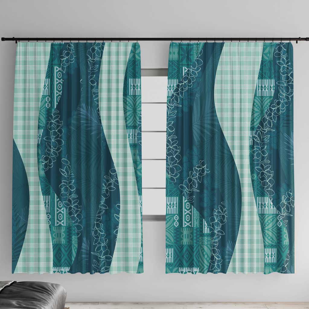 Polynesian Tribal Pattern Patchwork Picturesque Window Curtain Oceanic LT7 With Hooks Blue - Polynesian Pride