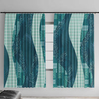 Polynesian Tribal Pattern Patchwork Picturesque Window Curtain Oceanic LT7 With Hooks Blue - Polynesian Pride