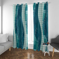 Polynesian Tribal Pattern Patchwork Picturesque Window Curtain Oceanic LT7 With Grommets Blue - Polynesian Pride