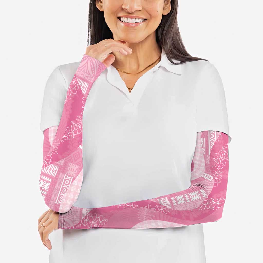 Polynesian Tribal Pattern Patchwork Picturesque Arm Sleeves Rose Pink LT7 - Polynesian Pride