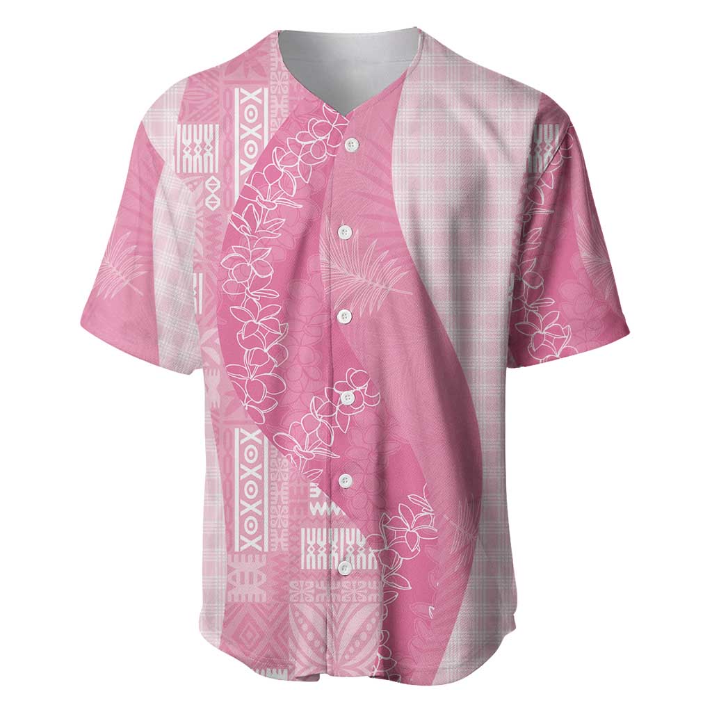 Polynesian Tribal Pattern Patchwork Picturesque Baseball Jersey Rose Pink LT7 Rose Pink - Polynesian Pride