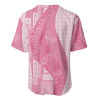 Polynesian Tribal Pattern Patchwork Picturesque Baseball Jersey Rose Pink LT7 - Polynesian Pride