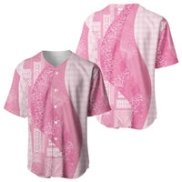 Polynesian Tribal Pattern Patchwork Picturesque Baseball Jersey Rose Pink LT7 - Polynesian Pride