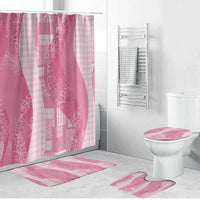 Polynesian Tribal Pattern Patchwork Picturesque Bathroom Set Rose Pink LT7 Bathroom Set (4 pcs) Rose Pink - Polynesian Pride