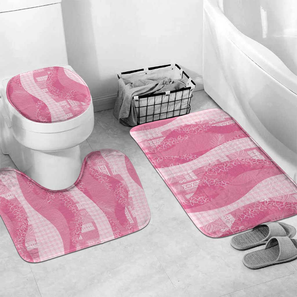 Polynesian Tribal Pattern Patchwork Picturesque Bathroom Set Rose Pink LT7 Mat Set Only (3 pcs) One Size Rose Pink - Polynesian Pride