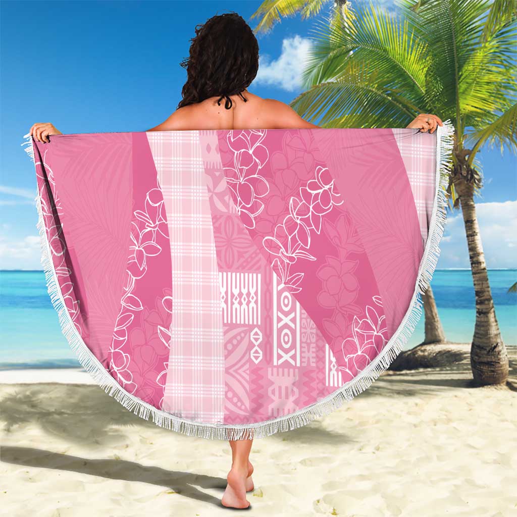 Polynesian Tribal Pattern Patchwork Picturesque Beach Blanket Rose Pink LT7 - Polynesian Pride
