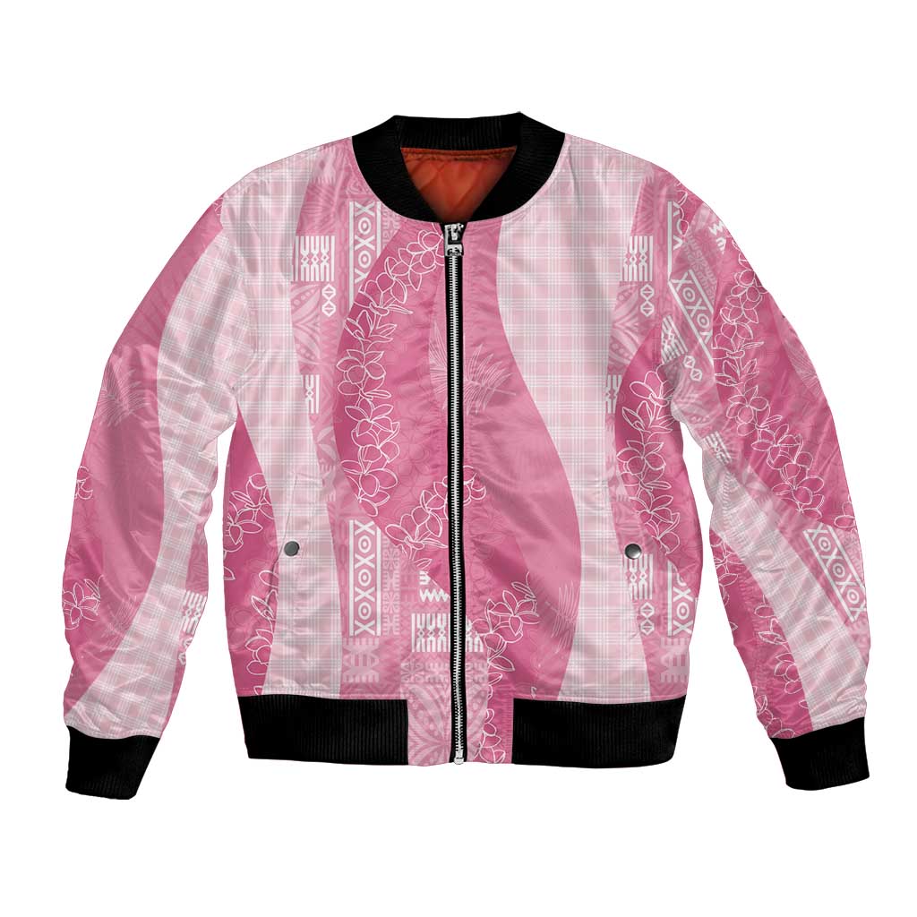 Polynesian Tribal Pattern Patchwork Picturesque Bomber Jacket Rose Pink LT7 Unisex Rose Pink - Polynesian Pride
