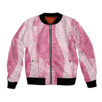 Polynesian Tribal Pattern Patchwork Picturesque Bomber Jacket Rose Pink LT7 Unisex Rose Pink - Polynesian Pride