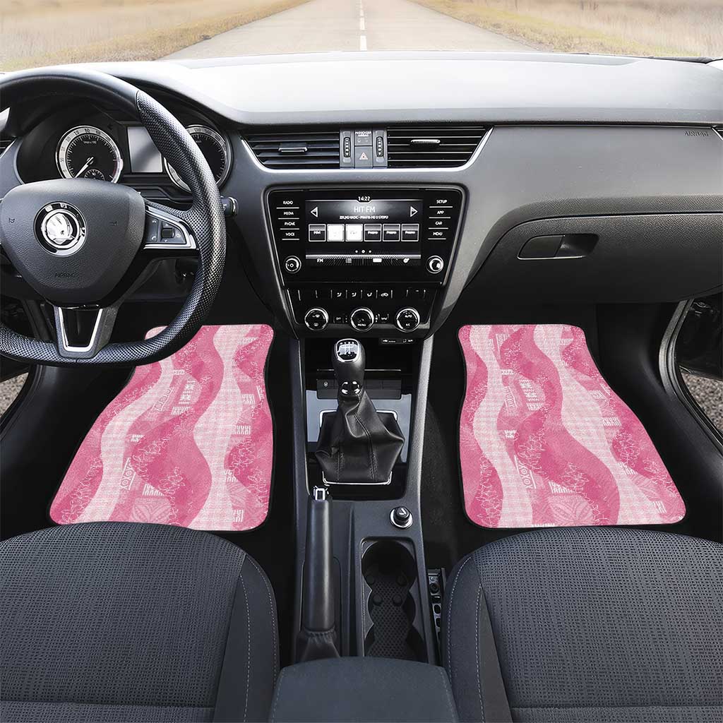 Polynesian Tribal Pattern Patchwork Picturesque Car Mats Rose Pink LT7 Set 2pcs - Front Rose Pink - Polynesian Pride
