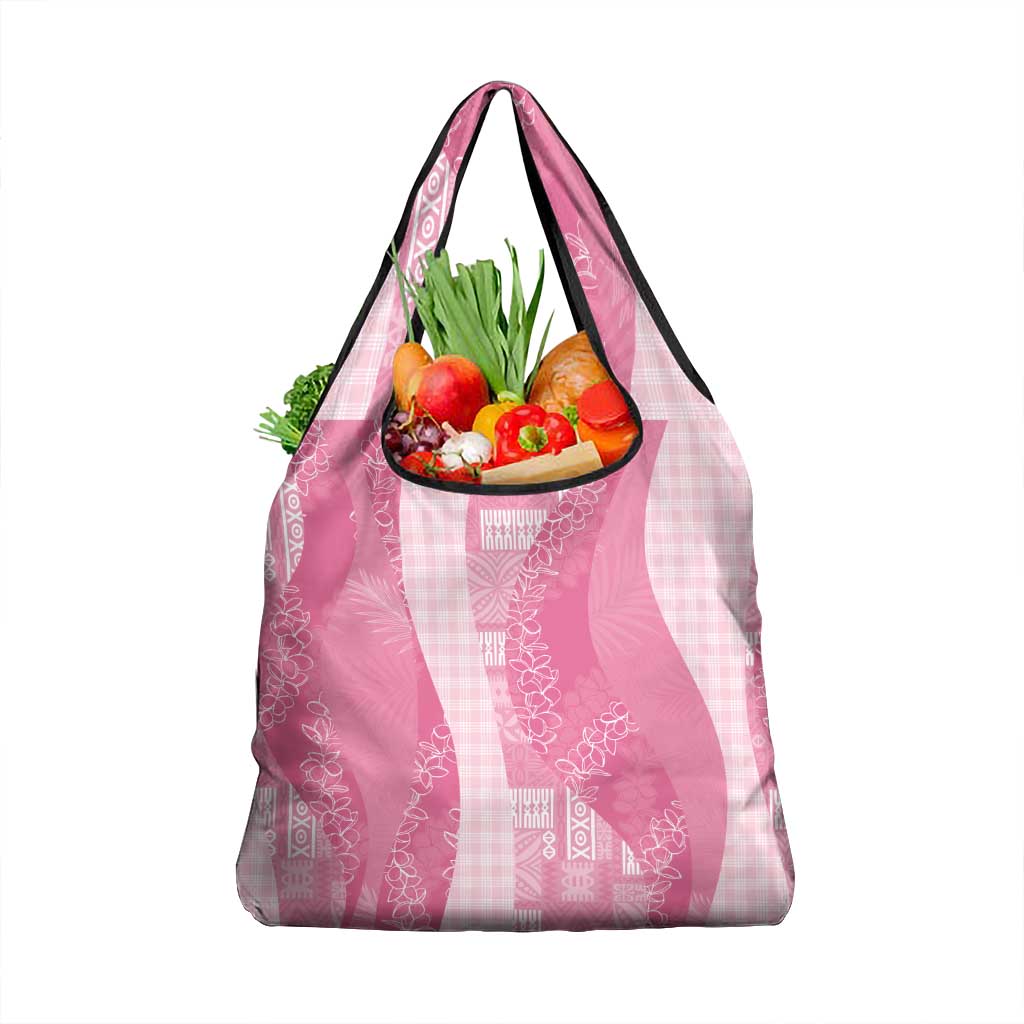 Polynesian Tribal Pattern Patchwork Picturesque Grocery Bag Rose Pink LT7 1-pack One Size Rose Pink - Polynesian Pride