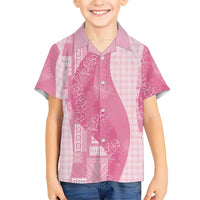 Polynesian Tribal Pattern Patchwork Picturesque Kid Hawaiian Shirt Rose Pink LT7 Kid Rose Pink - Polynesian Pride