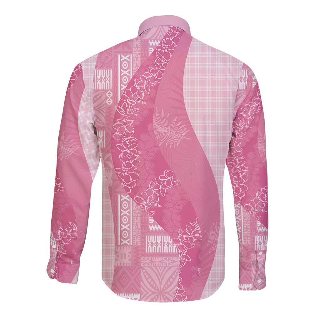 Polynesian Tribal Pattern Patchwork Picturesque Long Sleeve Button Shirt Rose Pink LT7 - Polynesian Pride
