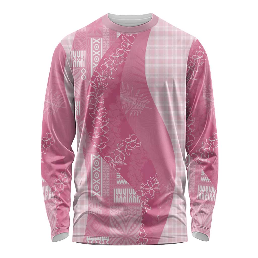 Polynesian Tribal Pattern Patchwork Picturesque Long Sleeve Shirt Rose Pink LT7 Unisex Rose Pink - Polynesian Pride